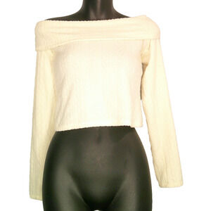 Pink Rose Women's Large Off the Shoulder Vintage Ivory Long Sleeve Shirt